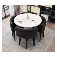 Tables de négociation modernes blanches et ensemble de 4 chaises pour salon, salle de café, bureau à domicile, meubles de bureau en bois