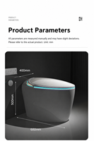 Toilette intelligente en céramique avec siphon en S, siège chauffant, design moderne, à poser au sol, pour chambre à coucher