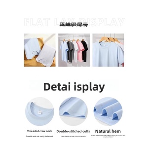 Camiseta Casual de Manga Corta Ajustada, de Algodón Elástico con Spandex, Antiarrugas, Antibacteriana, con Sensación Refrescante, Bordada y de Color Sólido - Product Image 3