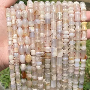 Manik-manik batu Sakura Agates tidak beraturan alami manik-manik pemisah longgar untuk pembuatan perhiasan DIY kalung gelang buatan tangan