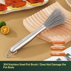 Stainless Steel Pot <b>Brush</b> Long Handle Wire <b>Cleaning</b> <b>Brush</b> Durable Scrub <b>Brush</b> <b>For</b> Kitchen Pan Pot Dishware Washing <b>Cleaning</b> Work - Product Image 4