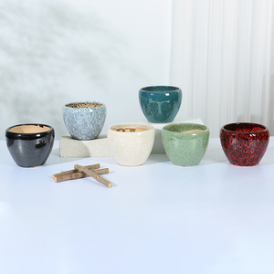 Petits pots à fleurs en argile rustiques pour l'intérieur, ensemble de pots en céramique émaillée pour la maison, jardinières pour l'extérieur, grands pots de jardin - Product Image 3