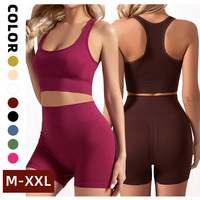 Nouvel ensemble de fitness pour femme, style européen et américain, soutien-gorge push-up à armatures, respirant, uni, pour le sport et le yoga, antichoc et confortable