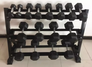 कस्टम पुरुषों के काले रबर हेक्स डम्बल कसरत के लिए-जिम फिटनेस वजन उठाने उपकरण - Product Image 3