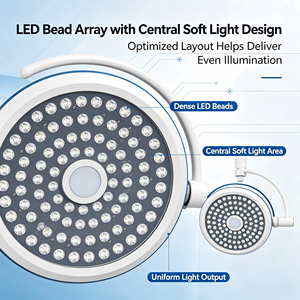 โคมไฟ LED ไม่มีเงาสำหรับใช้ทางการแพทย์ใช้ในการผ่าตัดโคมไฟสองหัวสำหรับการทำงานของมนุษย์และสัตวแพทย์ - Product Image 3