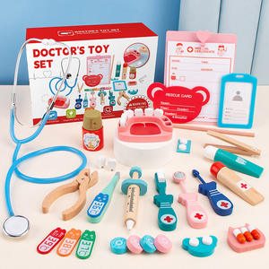 En bois Montessori Simulation Docteur Jouet Fille Jeu De <span class=keywords><strong>Rôle</strong></span> Infirmière Voir Un Médecin Ausculter Injection Médical Faire semblant Bilan De <span class=keywords><strong>Santé</strong></span> - Product Image 1