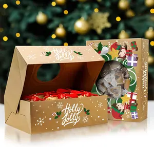 带窗户的圣诞饼干盒，大型节日食品面包店礼品礼盒，糕点，糖果，派对用品