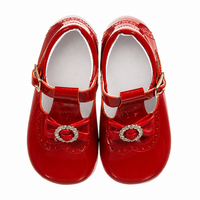 Chaussures Mary Jane à bride en T pour filles, en cuir verni, pour fêtes et mariages, avec nœud orné de pierres scintillantes