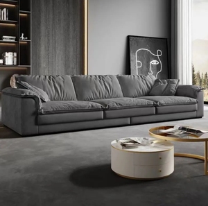 Grand canapé d'angle moderne pour trois <span class=keywords><strong>personnes</strong></span> simple rangée droite avec chaise longue imperméable en cuir PU éponge en tissu pour salon - Product Image 3