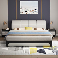 Lits en cuir rembourrés confortables de luxe modernes pour chambre à coucher, taille king et queen, avec tiroirs, meubles de chambre à coucher pour la maison, pour adultes