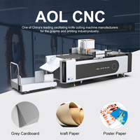 AOL 1070 Plus Découpeuse numérique CNC pour autocollants et emballages en carton ondulé, avec couteaux de traînée, de découpe à baiser, de pliage et oscillants