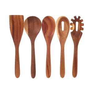 Ensemble de spatules en bois, avec Logo personnalisé, pièces, grattoir, serveur, ustensiles de cuisine