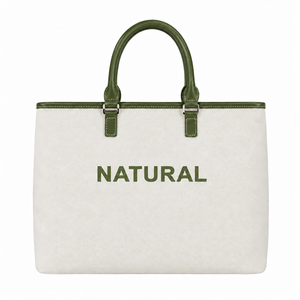 Bolso de Mano de Lona Grande con Forma de Almohada, Diseño de Moda con Logotipo Personalizado, Estilo de Diseñador, para Mujer, con Cierre y Asas de Cuero, Dos Asas - Product Image 1