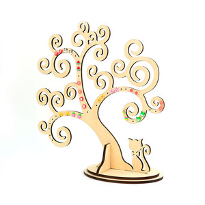 Soporte de madera para pendientes de gato y árbol frondoso personalizado gratis, soporte organizador de joyería de madera cortado con láser, regalos para mujer - Product Image 4