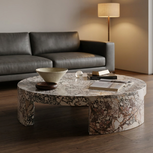 Tavolino <span class=keywords><strong>da</strong></span> Caffè Rotondo in Marmo Calacatta Viola Personalizzabile dal Produttore, 1000*1000*350mm, 55KG, Leggero, in Pietra Naturale - Product Image 1