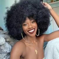 LIANZHU YM067 Perruque synthétique afro bouclée de 10 pouces, coupe bob, sans colle, densité 180%, pour femmes noires, volumineuse, résistante à la chaleur