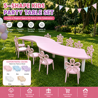 Ensemble de table et chaises en forme de serpentine pour enfants, meubles en bois en forme de S pour événements d'anniversaire en plein air, location