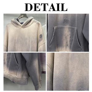 KingSen OEM – Nouveau sweat à capuche brodé et vieilli pour homme, 100 % coton, coupe ample, respirant, effet délavé vintage - Product Image 6