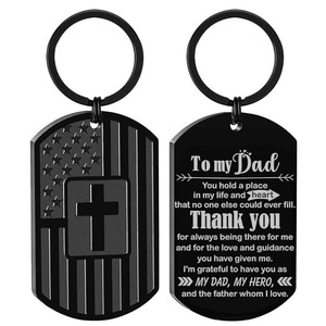 <span class=keywords><strong>Porte</strong></span>-clés en métal avec drapeau américain noble et croix, texte inspirant gravé, cadeau pour <span class=keywords><strong>fils</strong></span>, papa, mari, petit ami - Product Image 2