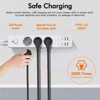 Protector de Sobretensión para Enchufes Múltiples, Cable de Extensión, Estación de Carga de Pared, para Hogar, Oficina, Dormitorio