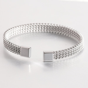 Bracelet ouvert en forme de C en acier inoxydable tissé de 8 mm, design géométrique, bijoux unisexes, cadeau - Product Image 2
