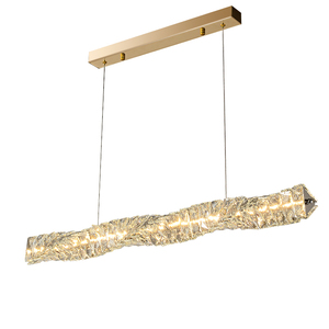 Isla de cocina, rectángulo decorativo, luz colgante de metal larga, led colgante, restaurante, bar, candelabro de cristal K9 de lujo dorado moderno - Product Image 1