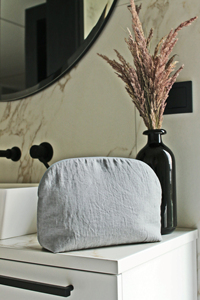 Custom Double Layer Sturdy Thick Linen Make up <strong>Bag</strong>. Make up Pouch. Natural Make up Linen Toiletry <strong>Bag</strong> - Product Image 2