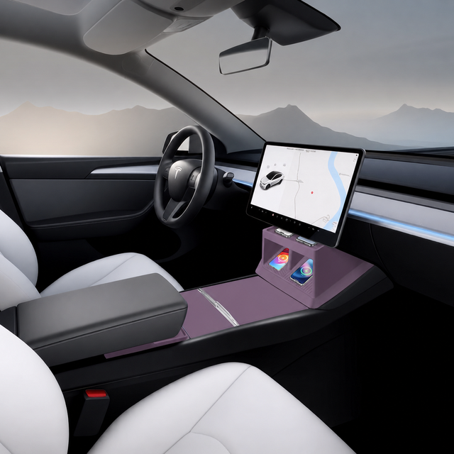For Wholesale Tesla ModelY/3 Interior Accessories Decoration Center Console Silicone Mat Wireless Charging Pad Interior Upgrade