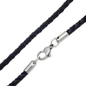 Collier en cuir tressé avec boucle de homard en acier inoxydable DIY - Product Image 3