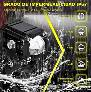 Luces LED Explorers <span class=keywords><strong>para</strong></span> Motocicleta, Modelo Devil Eyes 3570, <span class=keywords><strong>Mini</strong></span> Sistema de Iluminación Delantera con Chip, Color Blanco y Amarillo, de Aluminio - Product Image 4