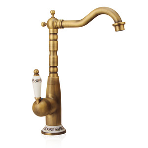 ก๊อกน้ำอ่างล้างหน้าเซรามิกแบบคลาสสิก ด้ามจับเดี่ยว ทองเหลือง ติดตั้งบนเด็คแบบรูเดียว หมุนได้ 360 องศา - Product Image 1