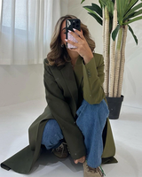 Oem personnalisé sur le devant ouvert modeste Eid Dubai 2025 Design décontracté luxe traditionnel deux couleurs Long Blazer vêtements islamiques Abaya