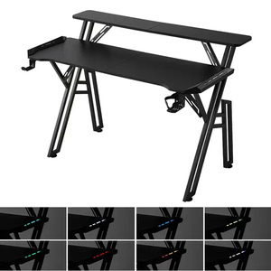 <strong>Cheapest</strong> Price Anji Office Gaming <strong>Desk</strong> with LED Lights and Monitor Stand Black Desktop Simple Game Room <strong>Computer</strong> Gaming <strong>Desk</strong> - Product Image 1