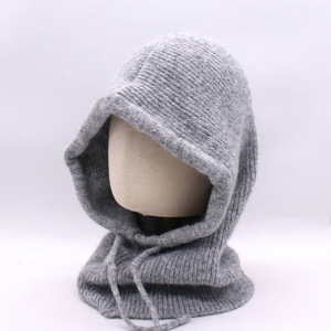 Cagoule <span class=keywords><strong>tricot</strong></span>ée d'hiver pour <span class=keywords><strong>femme</strong></span> avec cordon de serrage intégré, écharpe et <span class=keywords><strong>capuche</strong></span> chaudes pour l'extérieur - Product Image 1