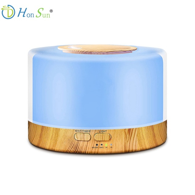 Promotion - 500ml Electric Ultrasonic Aromatherapy Essential Oil Diffuser Wood Grain Base with Built in BT Speaker Diffuser