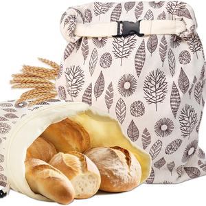 Bolsa de conservación con cremallera, de lino y algodón, <span class=keywords><strong>para</strong></span> frutas, pan, pizza y pasteles, con doble capa incorporada y hebilla. - Product Image 1