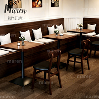Banc en bois rétro pour bar, canapé de café, restaurant occidental, ensemble complet de chaises et tables à manger en bois sur mesure
