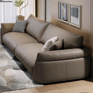 Divano Componibile in Vera Pelle a Tre Posti in Stile Italiano Minimalista per Soggiorni Moderni di Piccole Dimensioni - Product Image 3