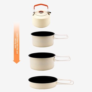 Ensemble complet d'ustensiles de cuisine pour le camping en plein air avec poêle, bouilloire, couvercle en acier, compatibilité universelle avec les réchauds - Product Image 3