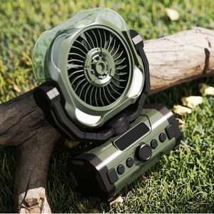 Timer Remote Control Rechargeable Outdoor Fan with <b>Spray</b> & LED Light 120° Oscillating Camping Fan with 100 Gears - Product Image 2