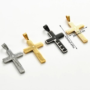 Collier avec pendentif croix de Jésus en acier inoxydable pour hommes et femmes, multicolore, breloques de prière chrétienne, biblique, catholique, amulette, bijoux, cadeau - Product Image 2
