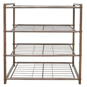 4 Tier מתכת רשת נעל מארגן משלוח עומד נעל Rack 25 אינץ נעל מגדל מדף אחסון