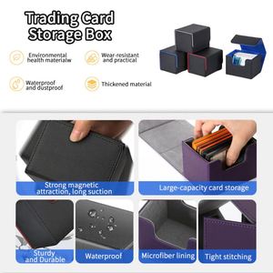 Boîte de rangement pour cartes FX 100+ en cuir PU, fermeture à bouton, pour deck Commander, grande taille, pour cartes TCG/de jeux de société sous étui. - Product Image 2