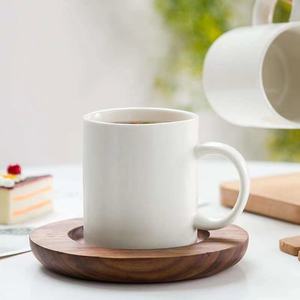 Color blanco tazas con cuchara para magicas de colores de cerámica 11 oz por mayor blancas tazas para sublimar - Product Image 3