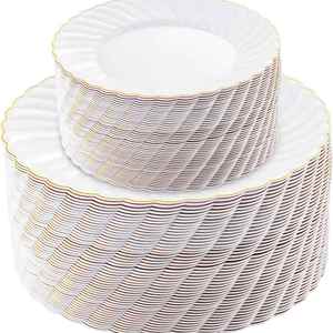 Platos Desechables Blancos de Plástico Duro Premium de 6 y 9 Pulgadas para Bodas y Fiestas - Product Image 3