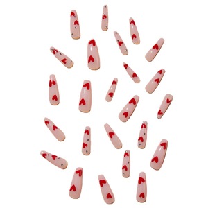 <span class=keywords><strong>Uñas</strong></span> Acrílicas de Alta Calidad Estilo Francés, Cobertura Completa, <span class=keywords><strong>Uñas</strong></span> Postizas Largas Cuadradas con Corazón, <span class=keywords><strong>Uñas</strong></span> Artificiales para Dedos, Venta al por Mayor - Product Image 4