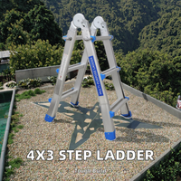 FANXIN FX-G403 Échelle droite multi-positions 4x3 marches durable en alliage d'aluminium 6063, 150 kg, conforme EN, pour supermarché, escalier, salle de sport, 9,5 pieds