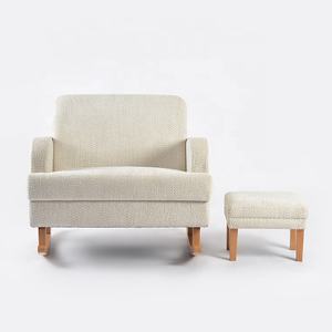 Sillón mecedora de madera balancín tapizado blanco cómodo moderno con Teddy Nursery para uso en el baño - Product Image 1