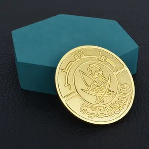 고품질 카타르 국경일 금속 기념품 24k 골드 도금 기념 동전