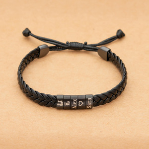 สร้อยข้อมือหนังแท้แบบเรียบง่าย พร้อมตัวล็อคแม่เหล็ก  สำหรับผู้ชาย - Product Image 1